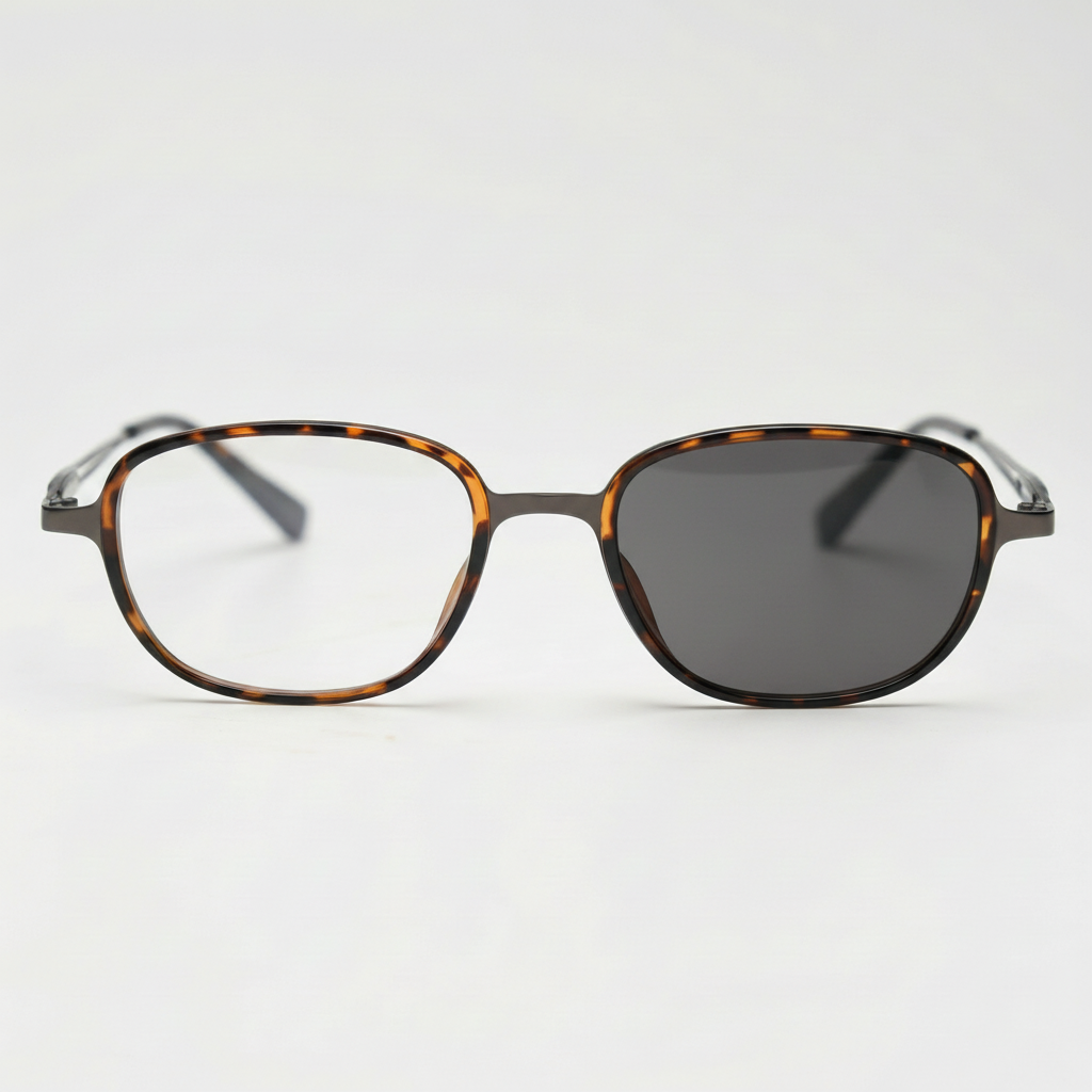 Dale Grey Photochromic Lens Glasses - Tortoise Oval TR90 Frame - Front View