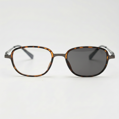 Dale Grey Photochromic Lens Glasses - Tortoise Oval TR90 Frame - Front View