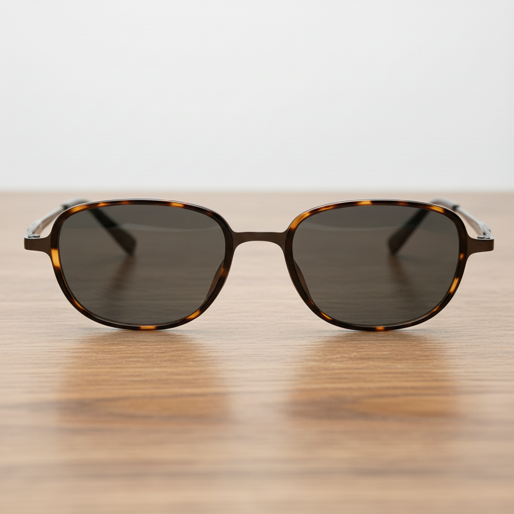 Dale Grey Tinted Lens Sunglasses - Tortoise Oval TR90 Frame