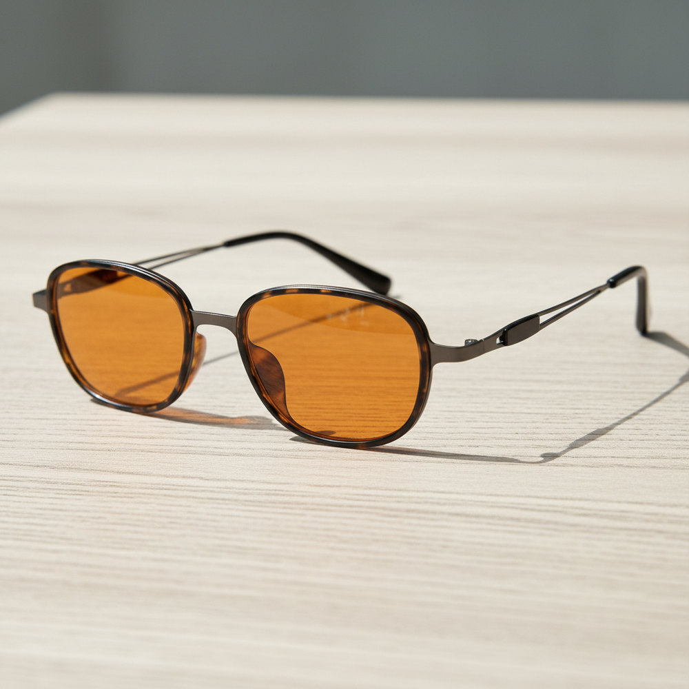 Dale Orange Tinted Lens Sunglasses - Tortoise Oval TR90 Frame