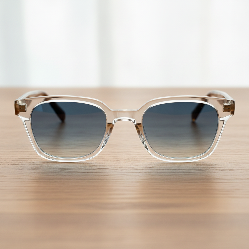 Dana Blue Gradient Lens Sunglasses - Clear Square Acetate Frame