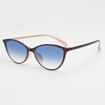 Dawn Blue Gradient Lens Sunglasses - Red Cat-eye TR90 Frame - Side View