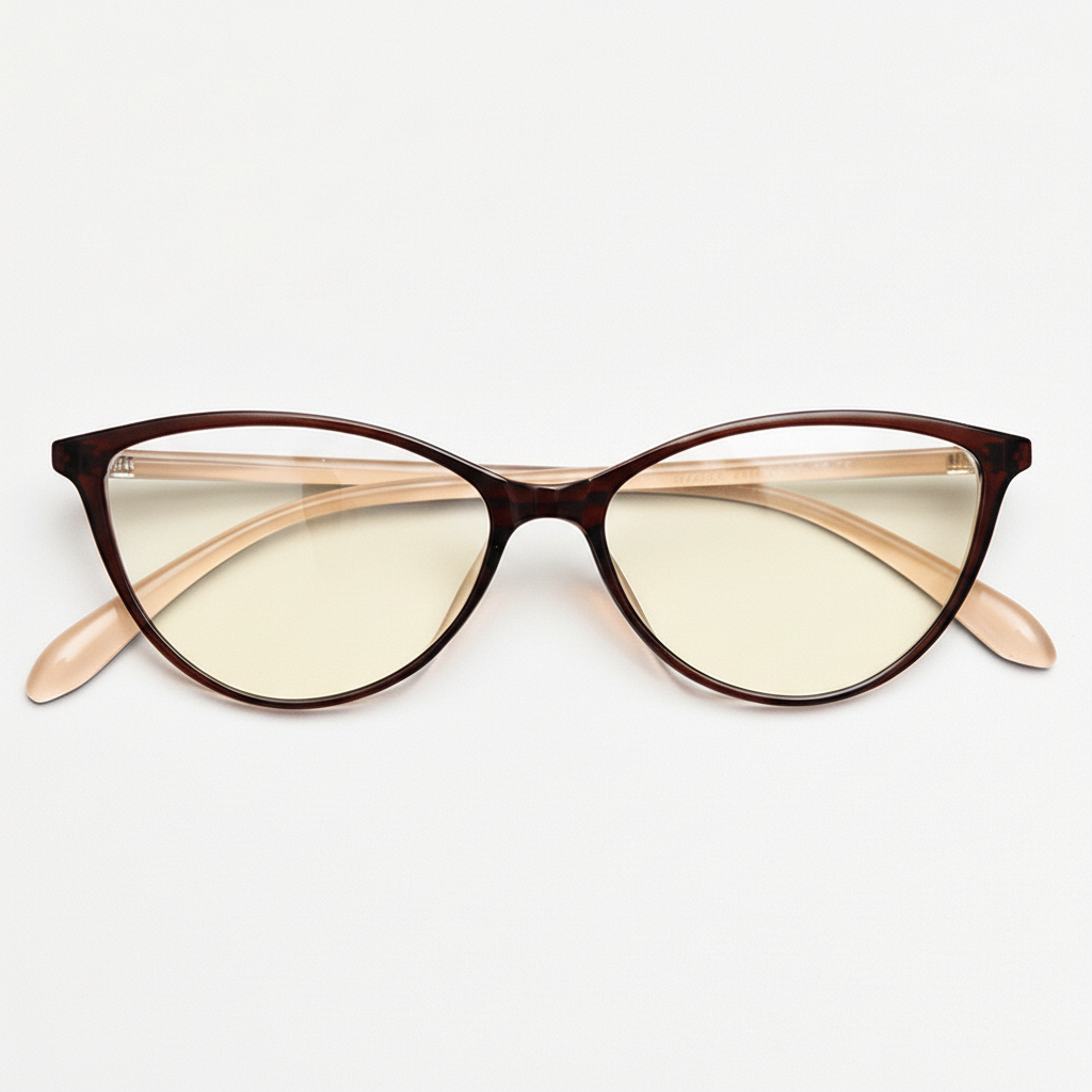 Dawn Blue Light Lens Glasses - Red Cat-eye TR90 Frame - Front View