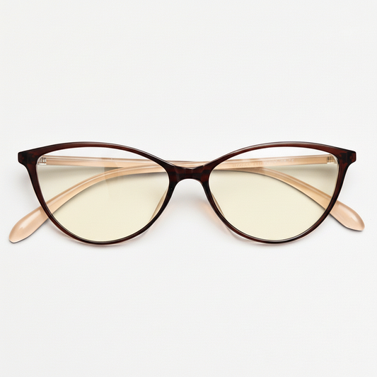 Dawn Blue Light Lens Glasses - Red Cat-eye TR90 Frame - Front View