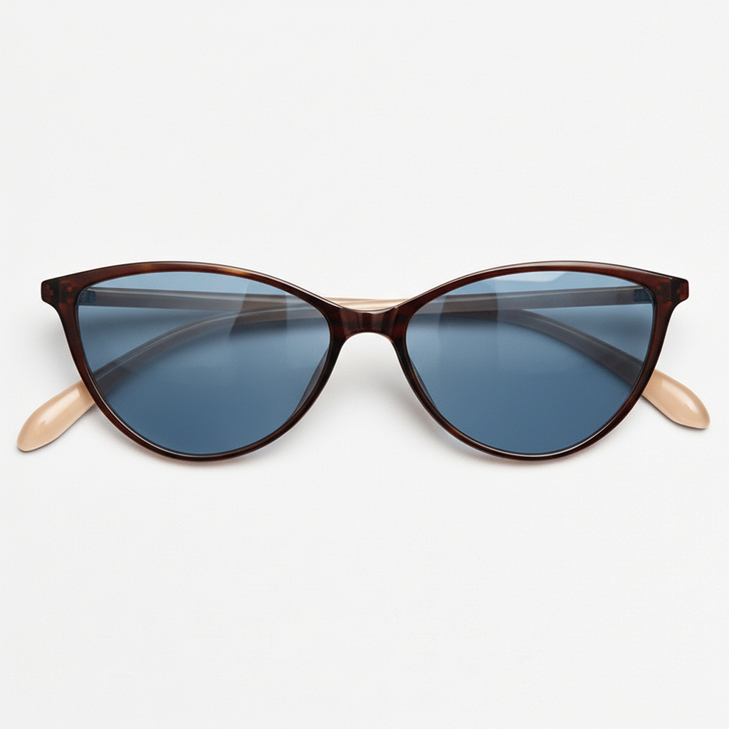 Dawn Blue Tinted Lens Sunglasses - Red Cat-eye TR90 Frame - Front View