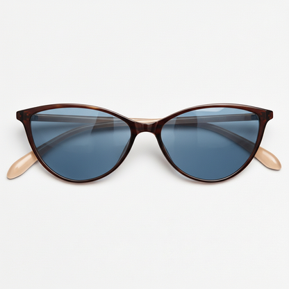 Dawn Blue Tinted Lens Sunglasses - Red Cat-eye TR90 Frame - Front View