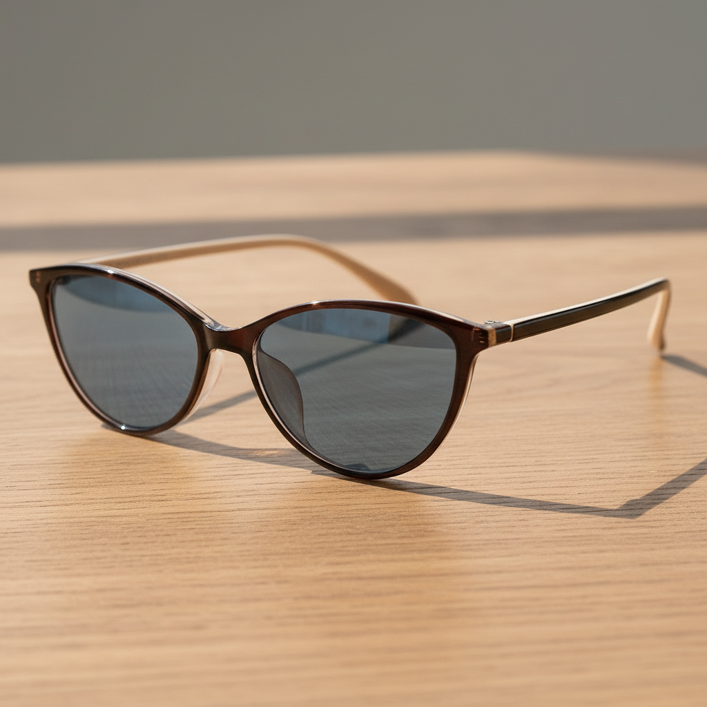 Dawn Blue Tinted Lens Sunglasses - Red Cat-eye TR90 Frame - Lifestyle Shot