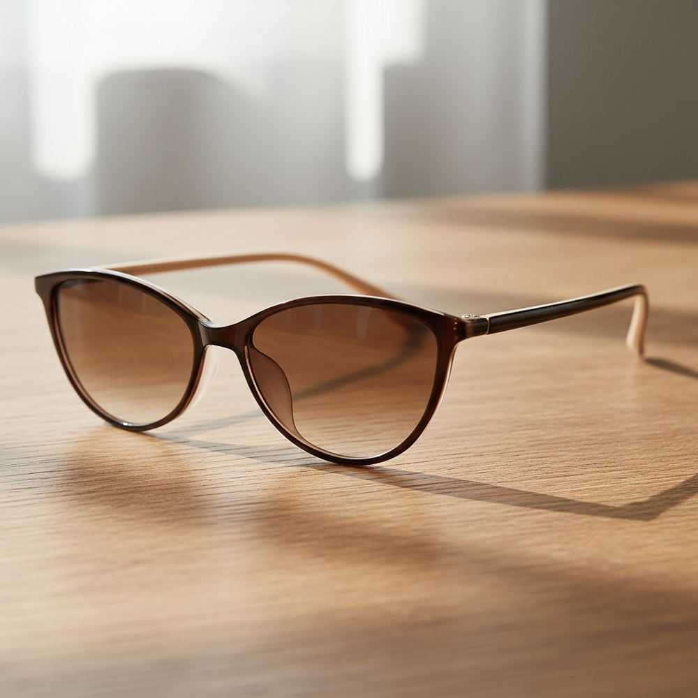 Dawn Brown Gradient Lens Sunglasses - Red Cat-eye TR90 Frame