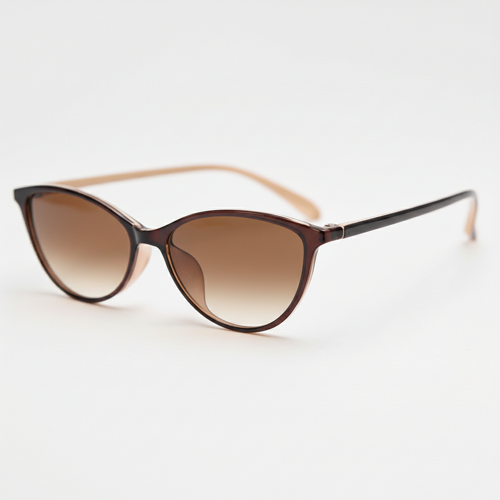 Dawn Brown Gradient Lens Sunglasses - Red Cat-eye TR90 Frame - Side View