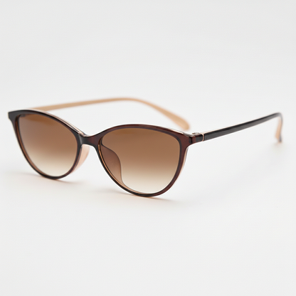 Dawn Brown Gradient Lens Sunglasses - Red Cat-eye TR90 Frame - Side View