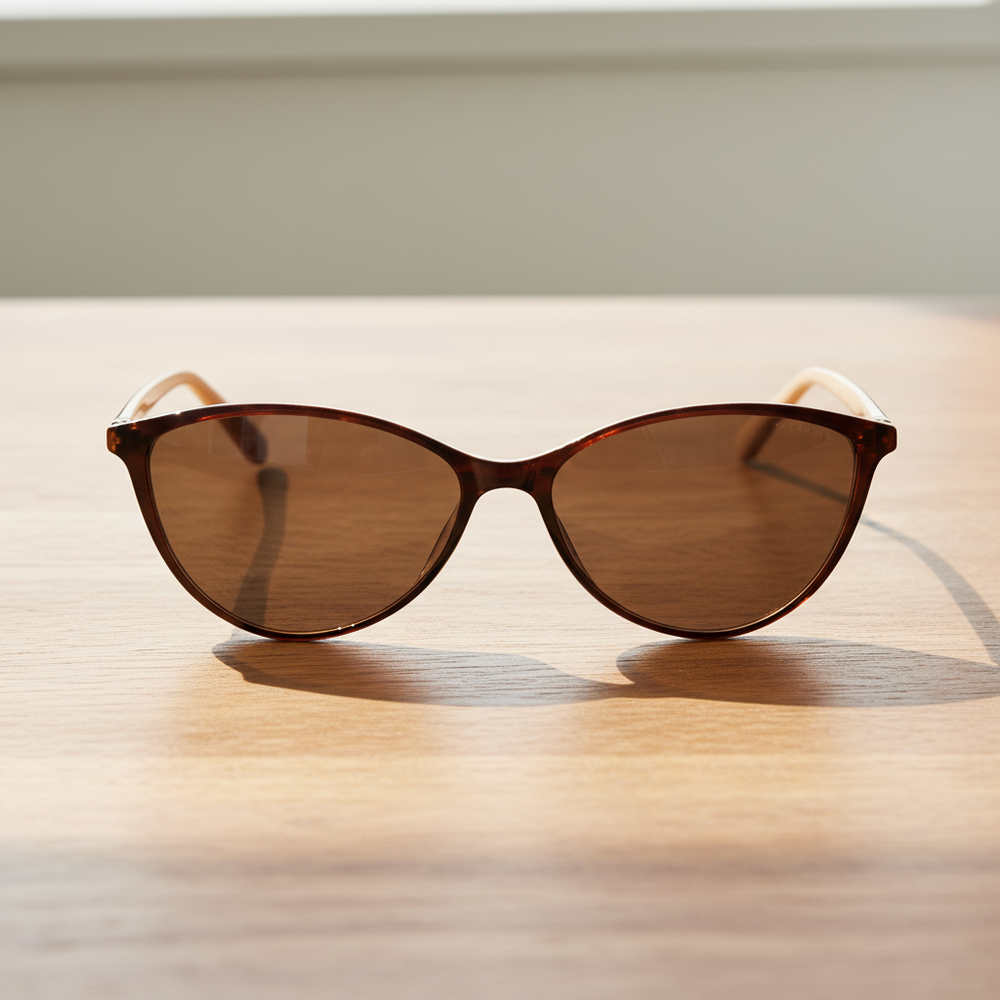 Dawn Brown Tinted Lens Sunglasses - Red Cat-eye TR90 Frame
