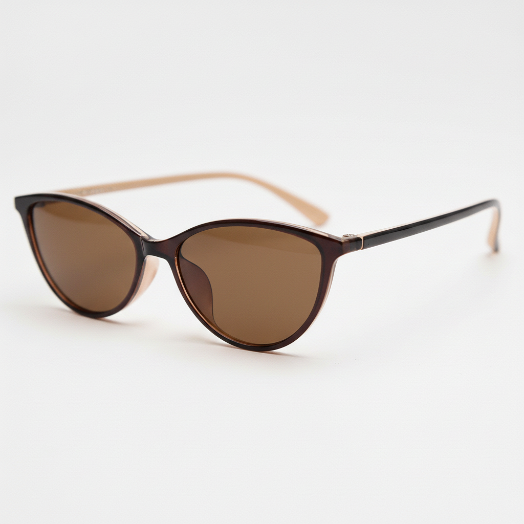 Dawn Brown Tinted Lens Sunglasses - Red Cat-eye TR90 Frame - Side View