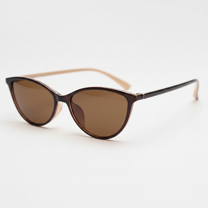 Dawn Brown Tinted Lens Sunglasses - Red Cat-eye TR90 Frame - Side View
