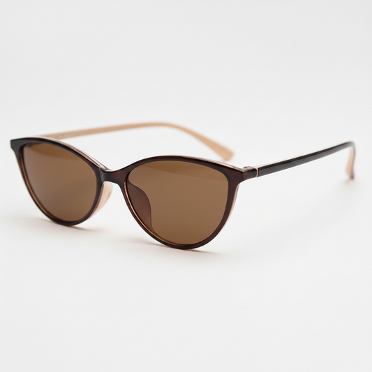Dawn Brown Tinted Lens Sunglasses - Red Cat-eye TR90 Frame - Side View
