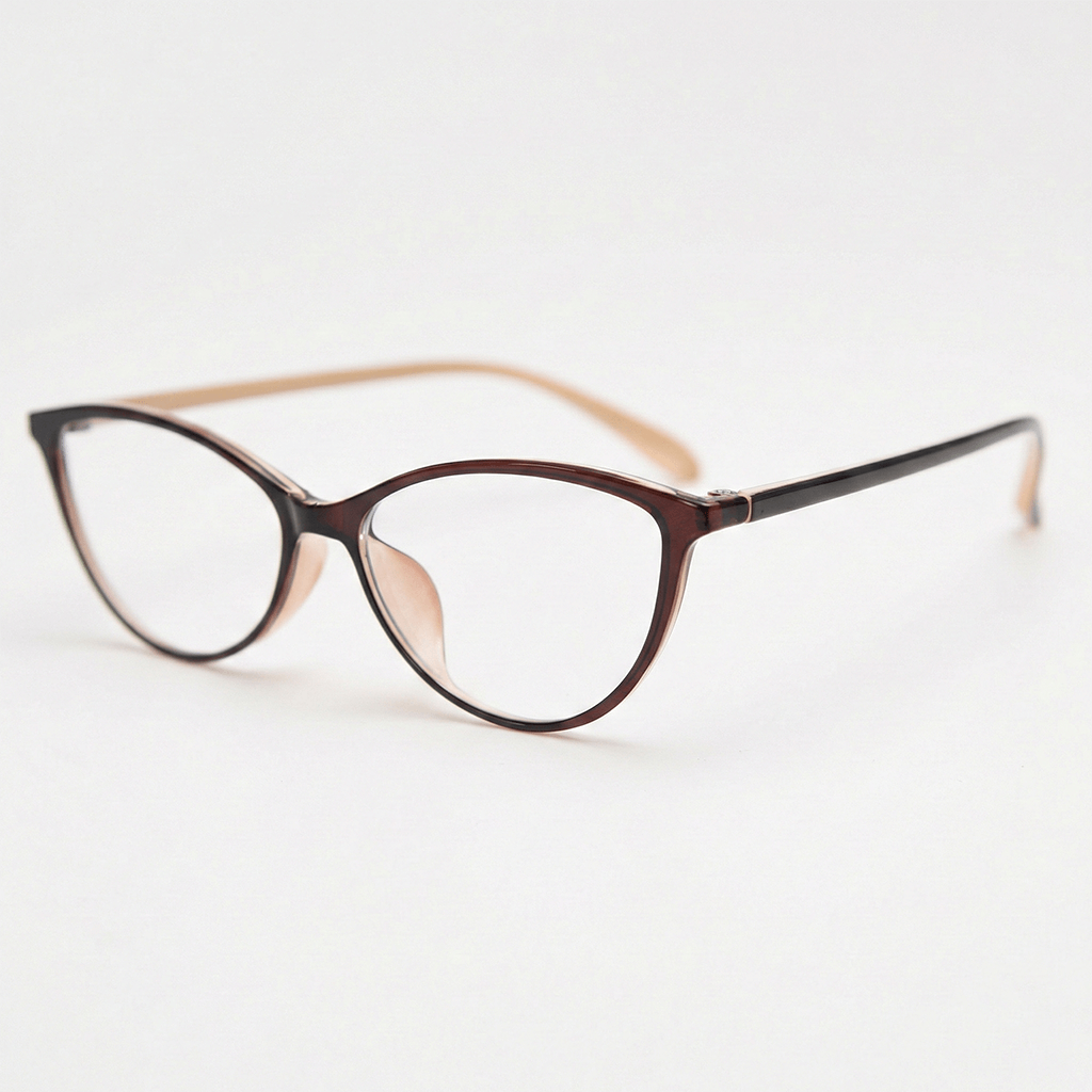 Dawn Clear Lens Glasses - Red Cat-eye TR90 Frame - Side View