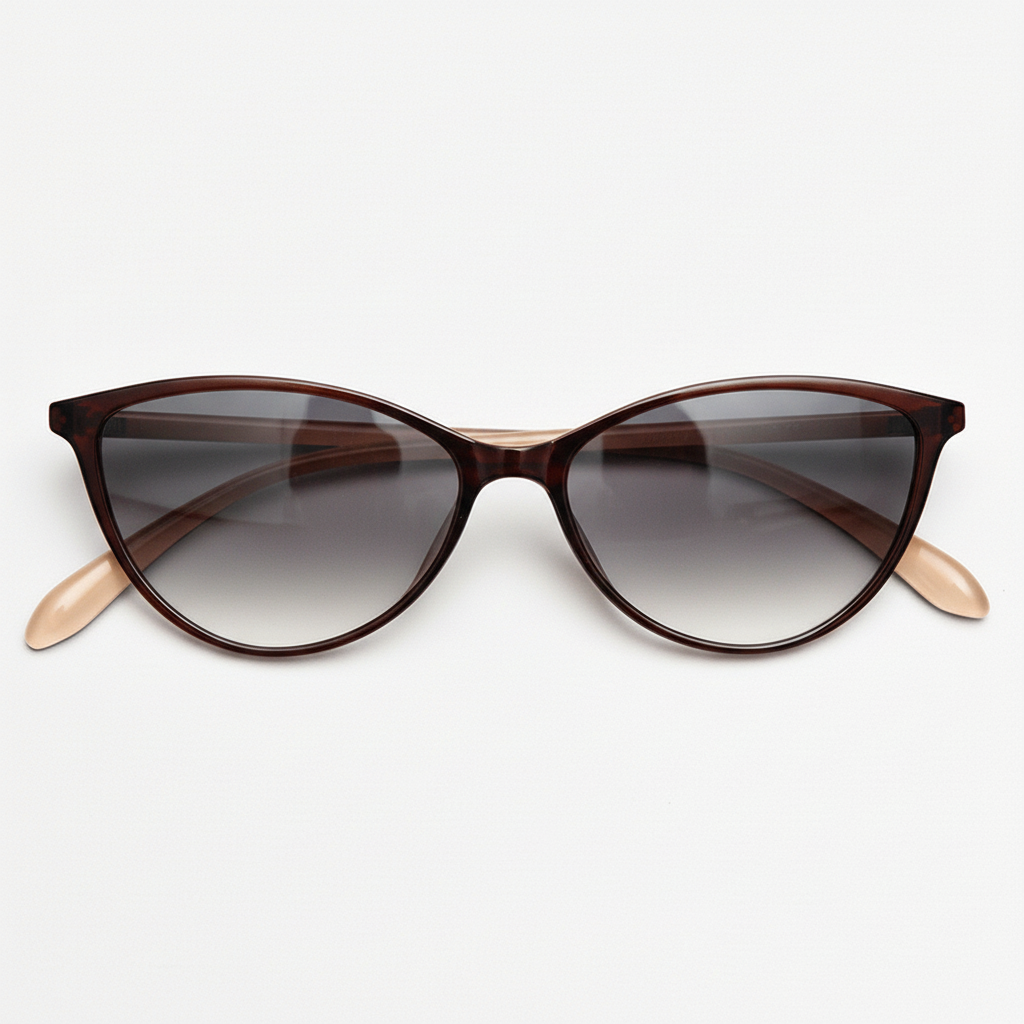 Dawn Grey Gradient Lens Sunglasses - Red Cat-eye TR90 Frame - Front View