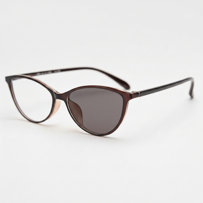 Dawn Grey Photochromic Lens Glasses - Red Cat-eye TR90 Frame - Side View