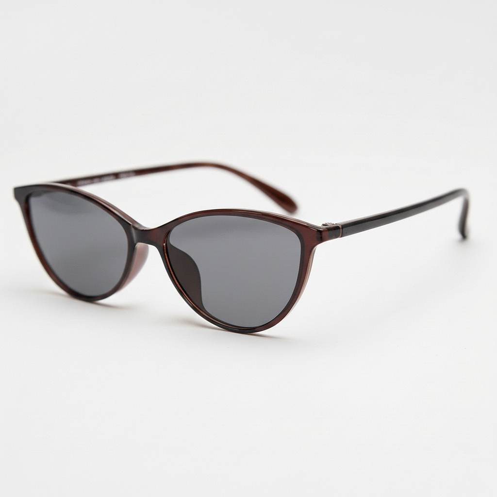 Dawn Grey Tinted Lens Sunglasses - Red Cat-eye TR90 Frame - Side View