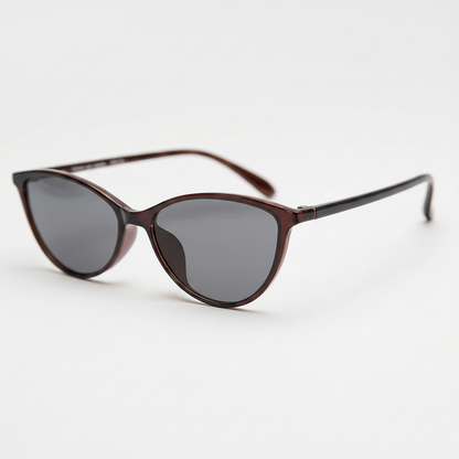 Dawn Grey Tinted Lens Sunglasses - Red Cat-eye TR90 Frame - Side View