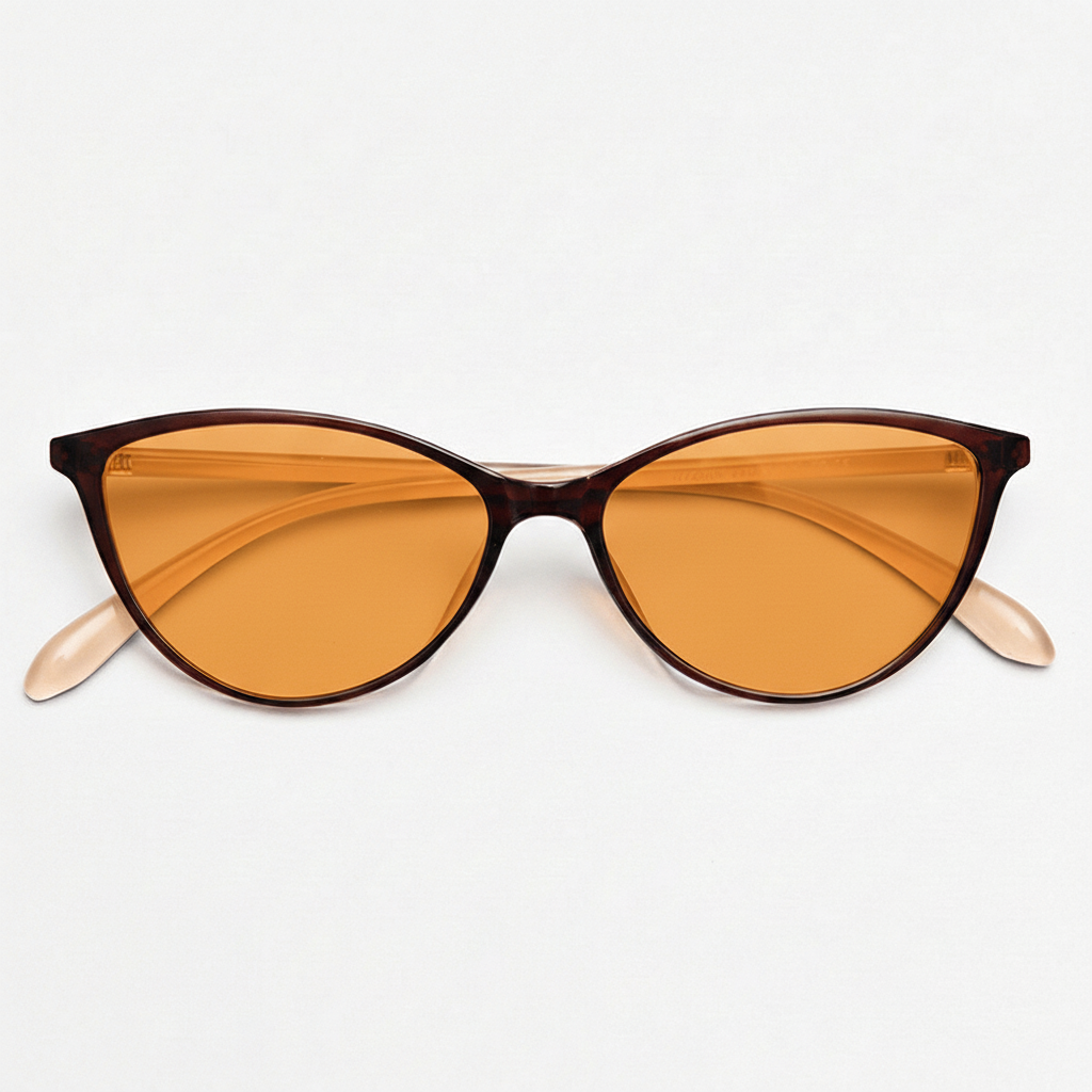 Dawn Orange Tinted Lens Sunglasses - Red Cat-eye TR90 Frame - Front View