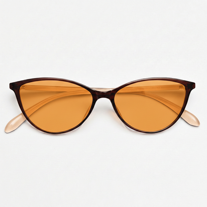 Dawn Orange Tinted Lens Sunglasses - Red Cat-eye TR90 Frame - Front View