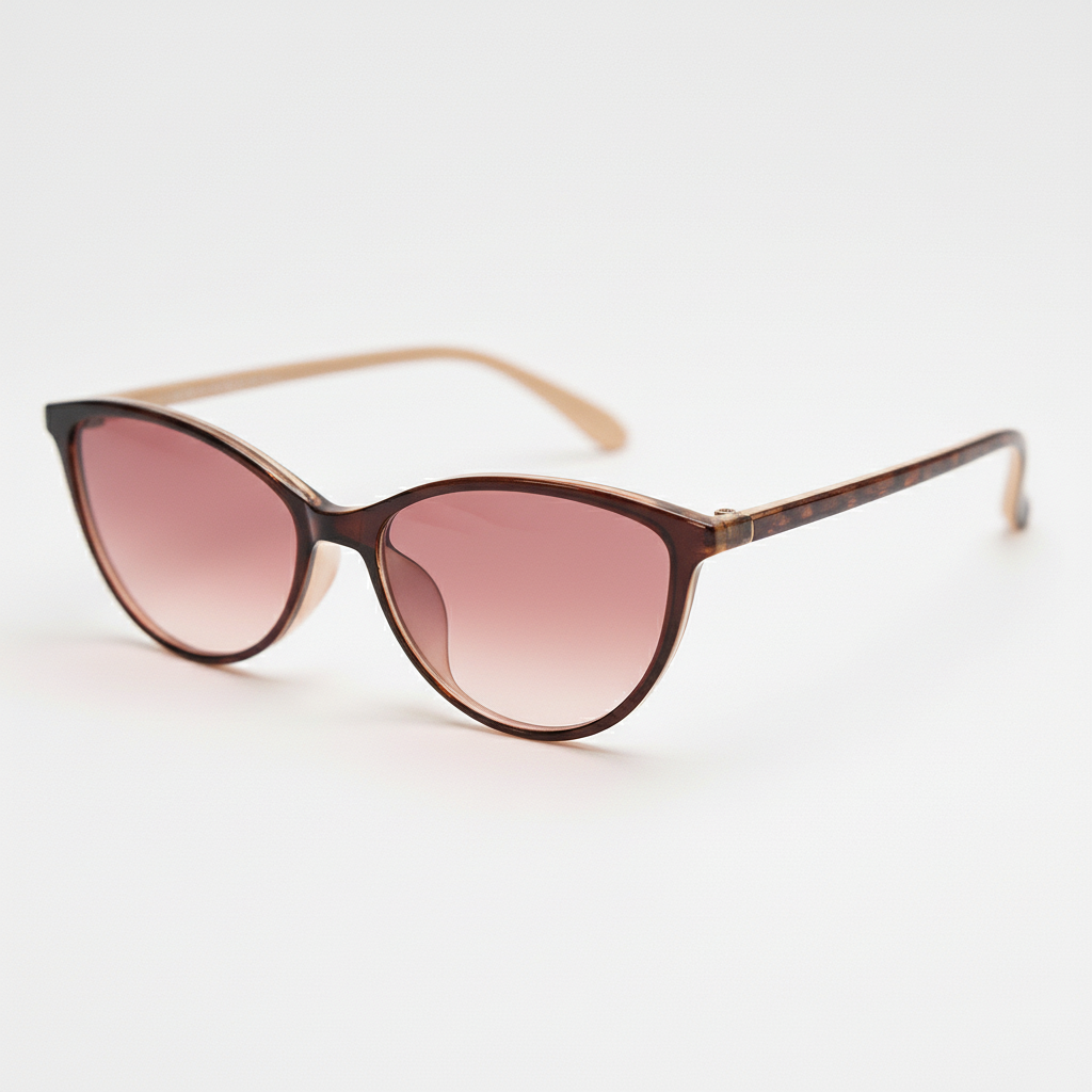 Dawn Pink Gradient Lens Sunglasses - Red Cat-eye TR90 Frame - Side View