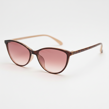 Dawn Pink Gradient Lens Sunglasses - Red Cat-eye TR90 Frame - Side View