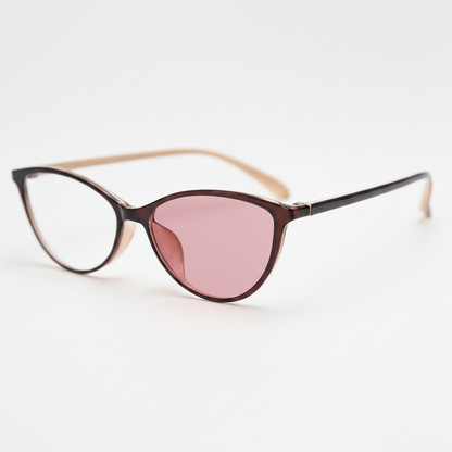 Dawn Pink Photochromic Lens Glasses - Red Cat-eye TR90 Frame - Side View