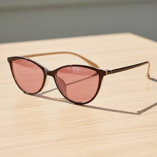 Dawn Pink Tinted Lens Sunglasses - Red Cat-eye TR90 Frame - Lifestyle Shot