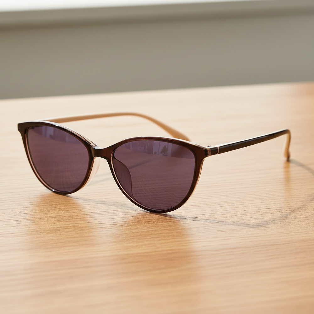 Dawn Purple Tinted Lens Sunglasses - Red Cat-eye TR90 Frame