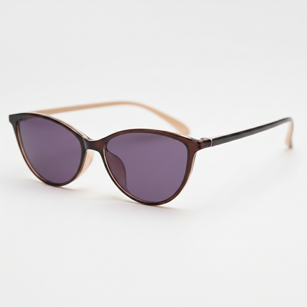 Dawn Purple Tinted Lens Sunglasses - Red Cat-eye TR90 Frame - Side View
