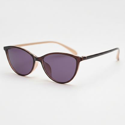 Dawn Purple Tinted Lens Sunglasses - Red Cat-eye TR90 Frame - Side View