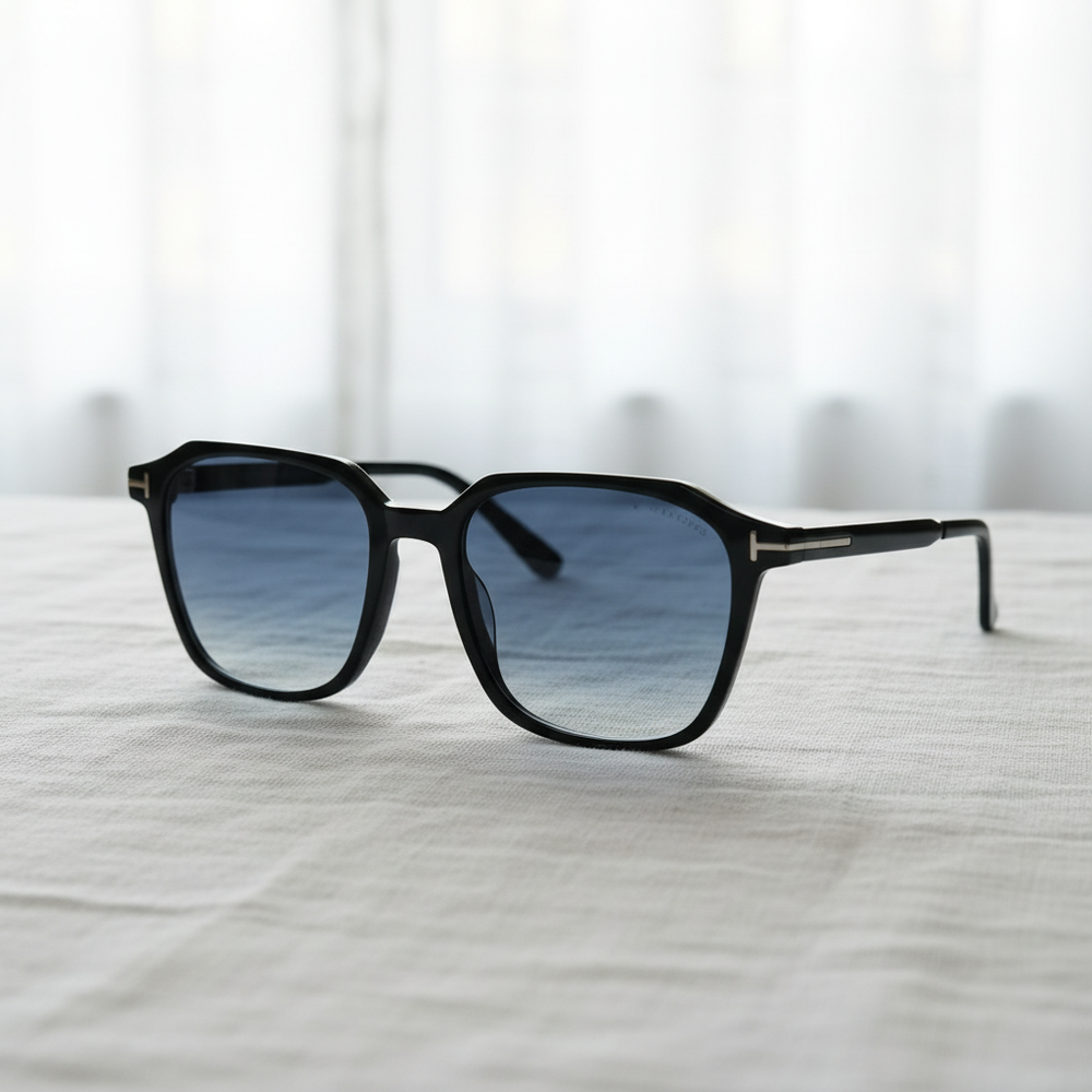 Elma Blue Gradient Lens Sunglasses - Black Rectangle TR90 Frame