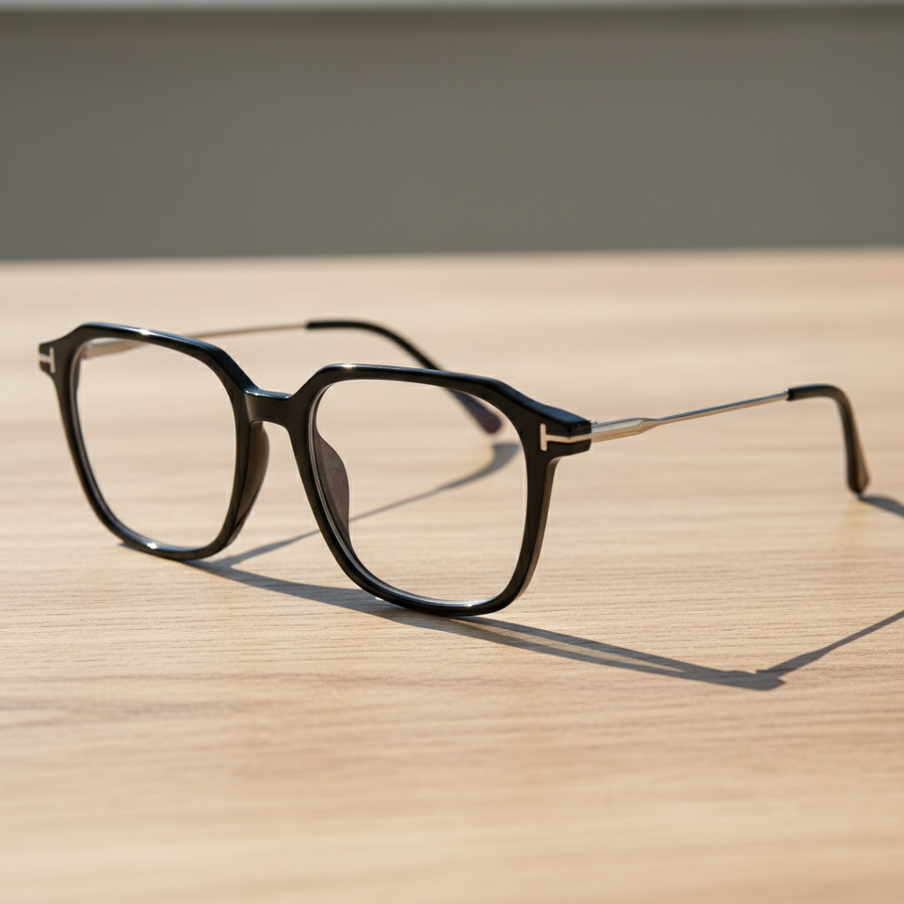 Elma Clear Lens Glasses - Black Rectangle TR90 Frame