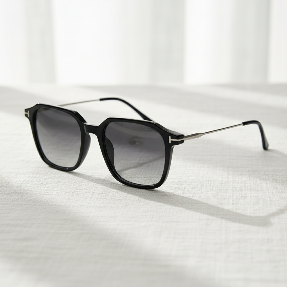 Elma Grey Gradient Lens Sunglasses - Black Rectangle TR90 Frame