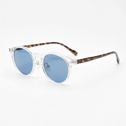 Erin Blue Tinted Lens Sunglasses - Clear Round TR90 Frame - Side View