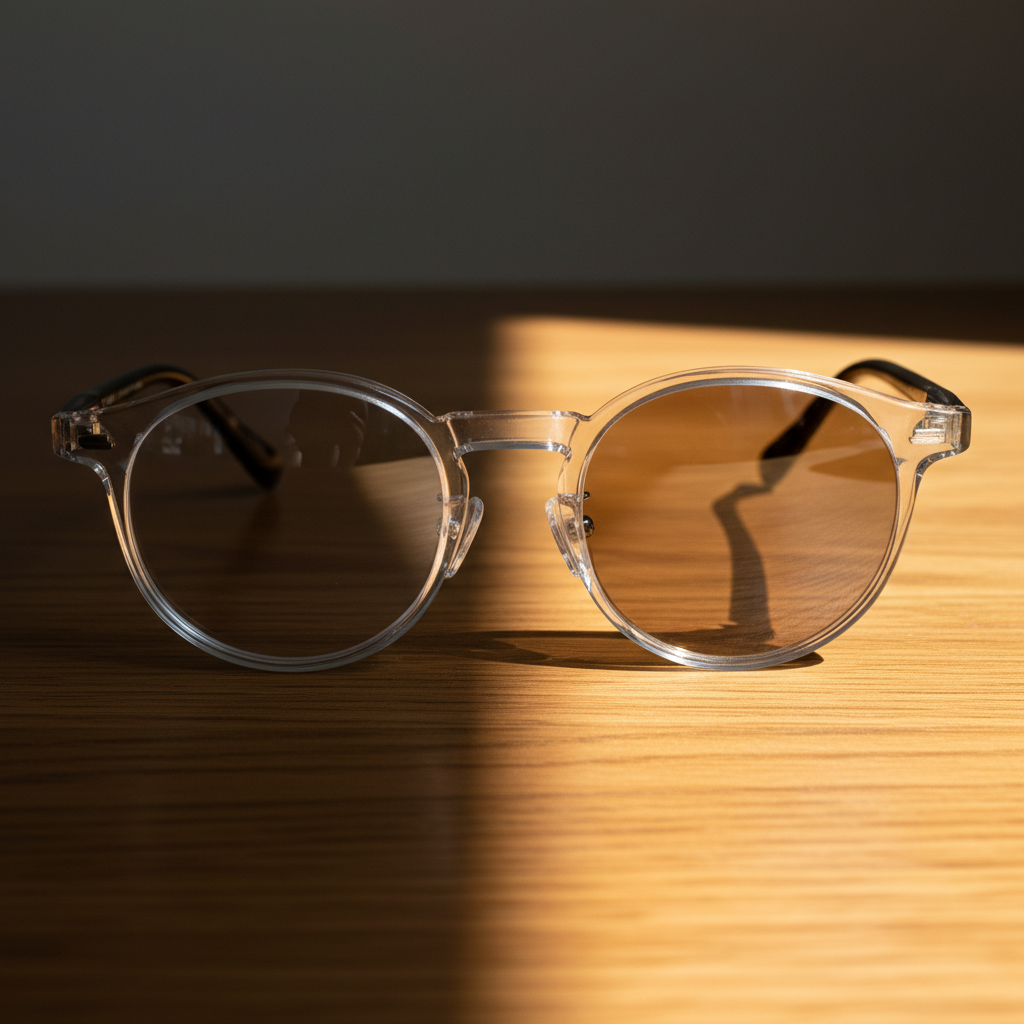 Erin Brown Photochromic Lens Glasses - Clear Round TR90 Frame - Lifestyle Shot