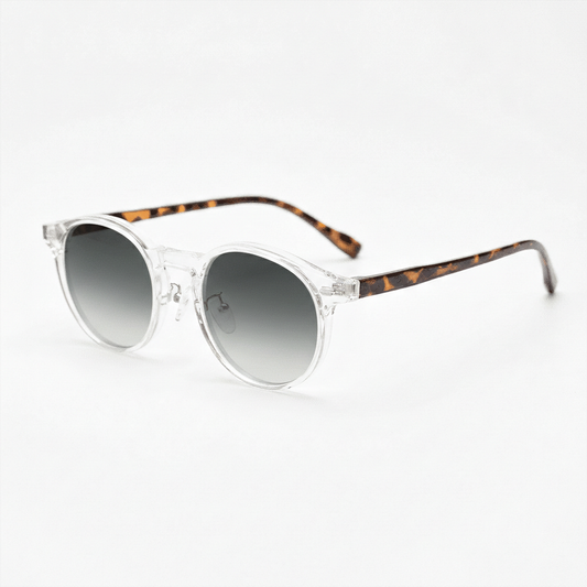 Erin Grey Gradient Lens Sunglasses - Clear Round TR90 Frame - Side View