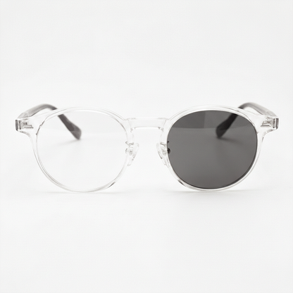 Erin Grey Photochromic Lens Glasses - Clear Round TR90 Frame - Front View
