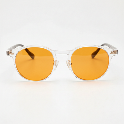 Erin Orange Tinted Lens Sunglasses - Clear Round TR90 Frame - Front View