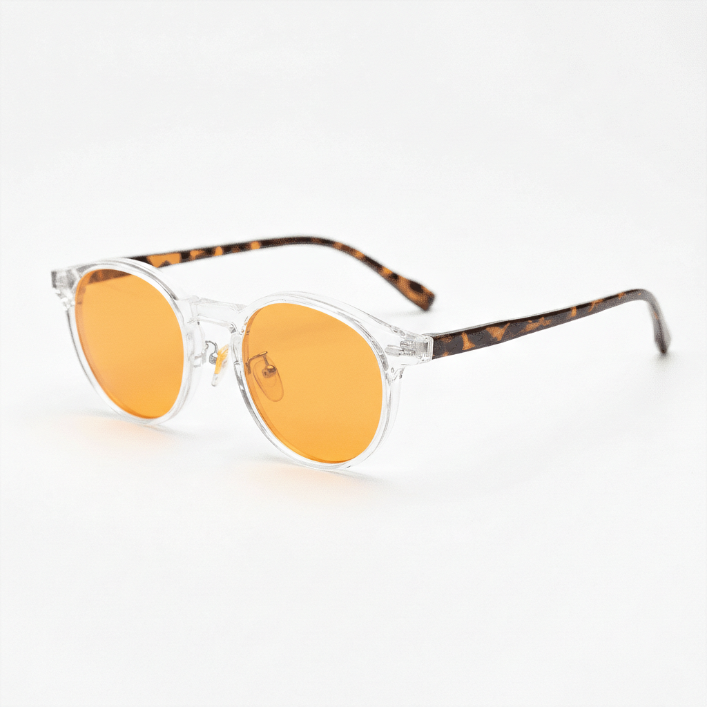 Erin Orange Tinted Lens Sunglasses - Clear Round TR90 Frame - Side View
