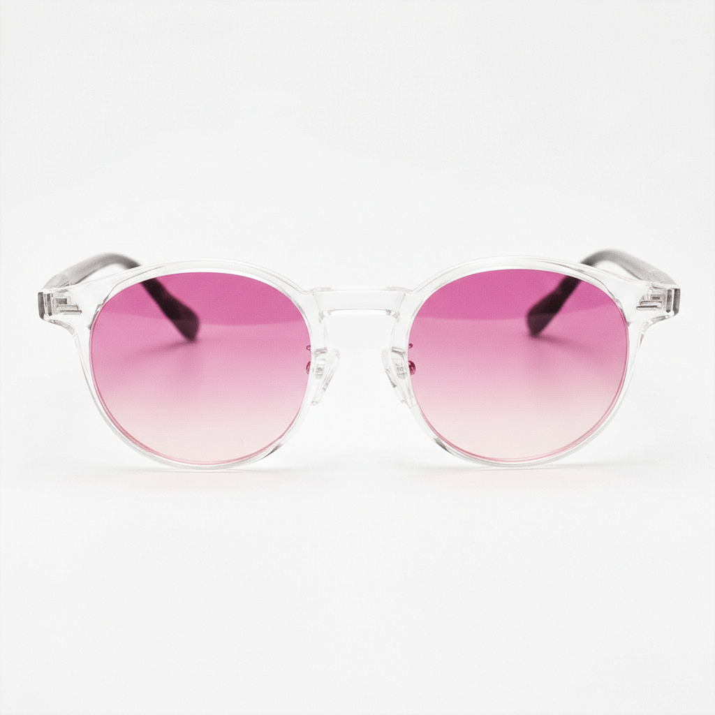 Erin Pink Gradient Lens Sunglasses - Clear Round TR90 Frame - Front View