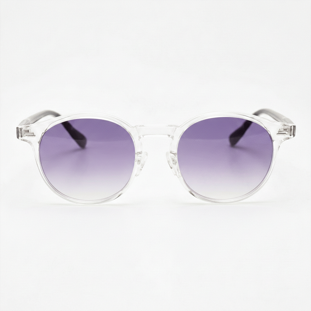 Erin Purple Gradient Lens Sunglasses - Clear Round TR90 Frame - Front View