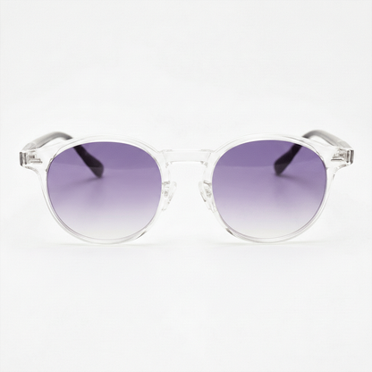 Erin Purple Gradient Lens Sunglasses - Clear Round TR90 Frame - Front View