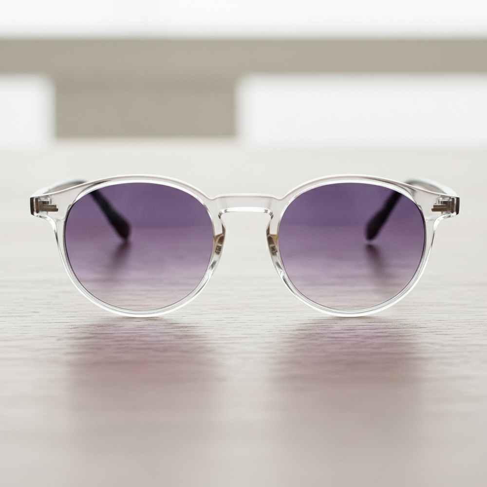 Erin Purple Gradient Lens Sunglasses - Clear Round TR90 Frame