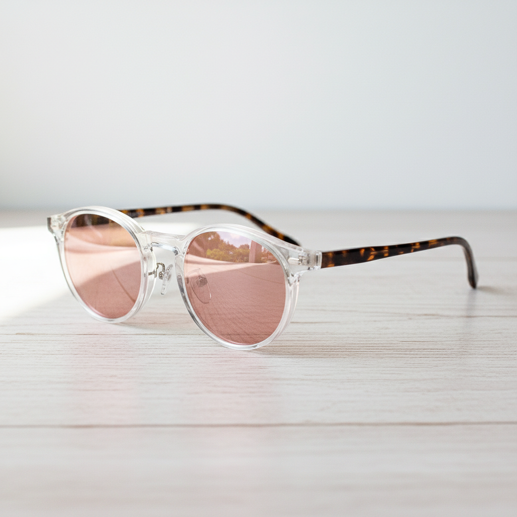 Erin Rose Tinted Lens Sunglasses - Clear Round TR90 Frame FL-41 Glasses - Lifestyle Shot