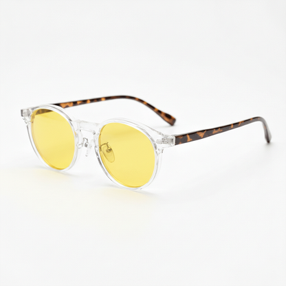 Erin Yellow Tinted Lens Sunglasses - Clear Round TR90 Frame - Side View