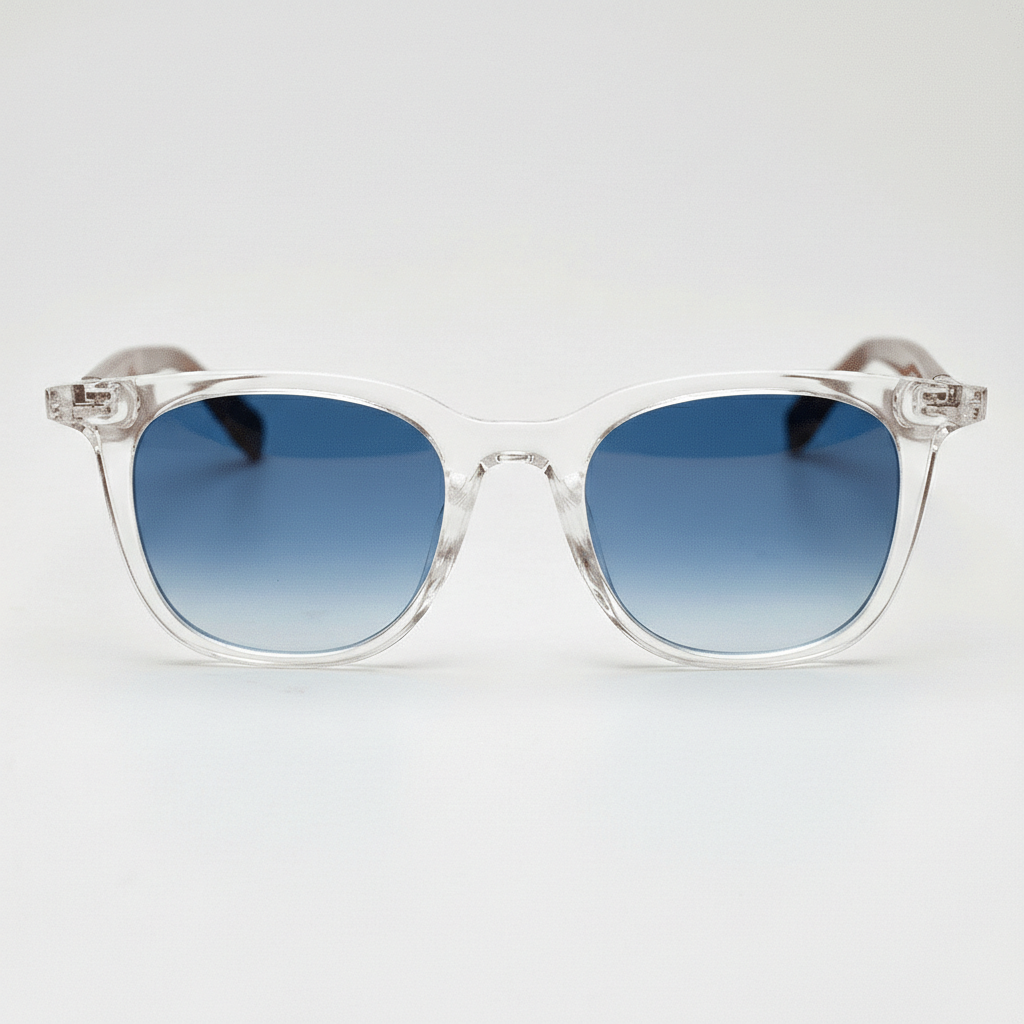Faith Blue Gradient Lens Sunglasses - Clear Rectangle TR90 Frame - Front View