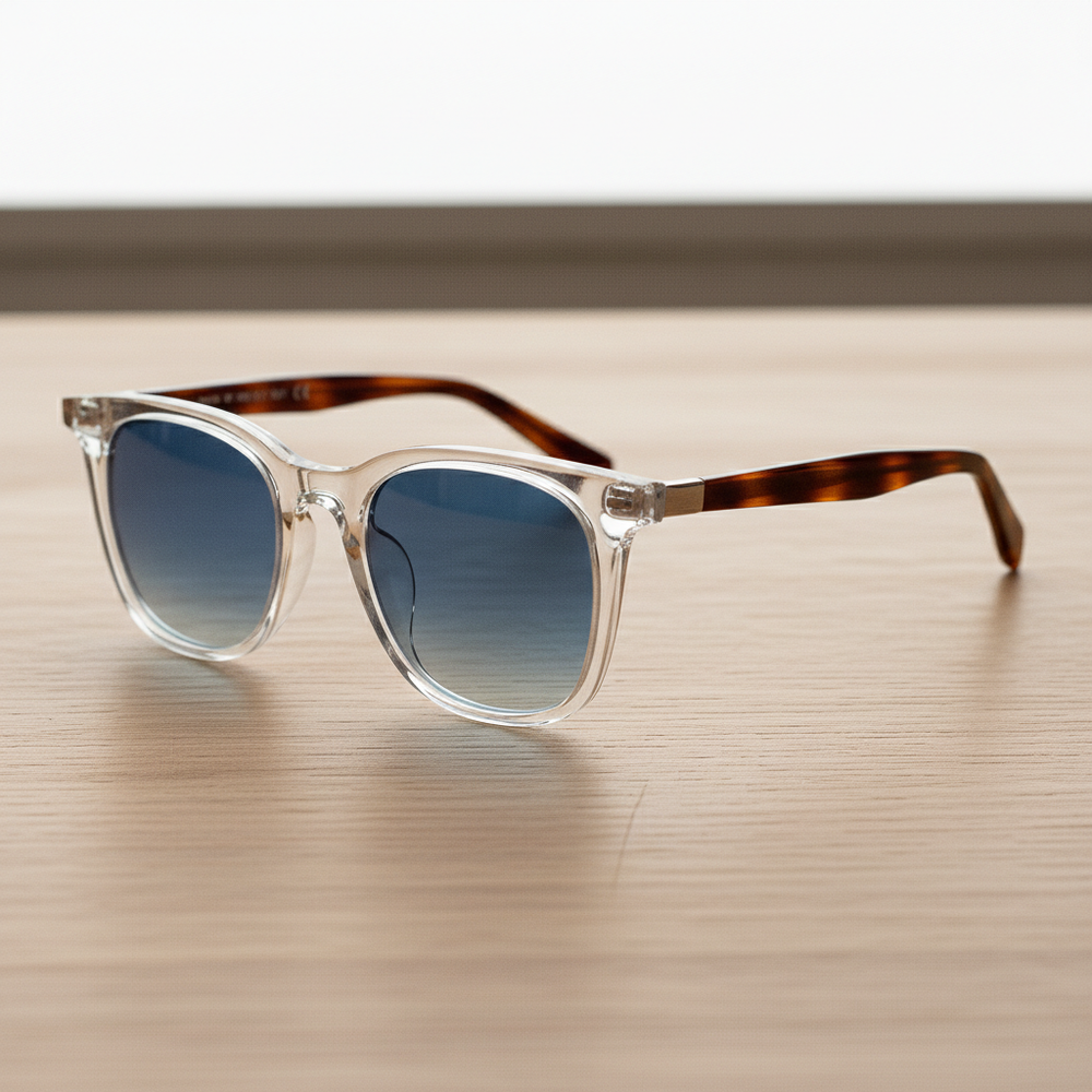 Faith Blue Gradient Lens Sunglasses - Clear Rectangle TR90 Frame