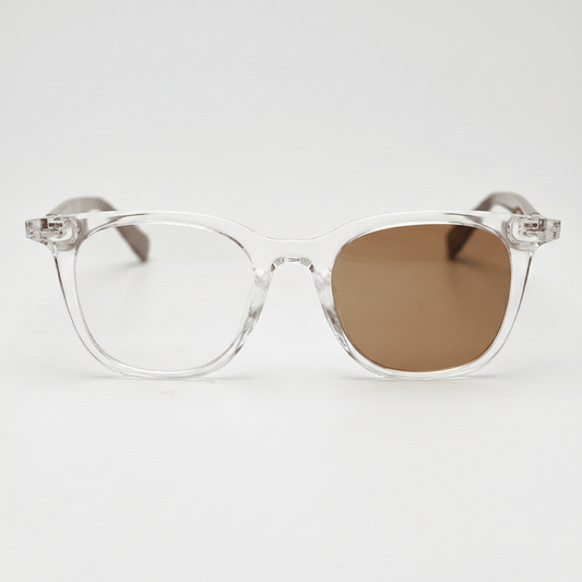 Faith Brown Photochromic Lens Glasses - Clear Rectangle TR90 Frame - Front View